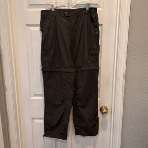 Columbia Titanium Brown Packable Omni Dry Convertible Nylon Pants Women's Large‎